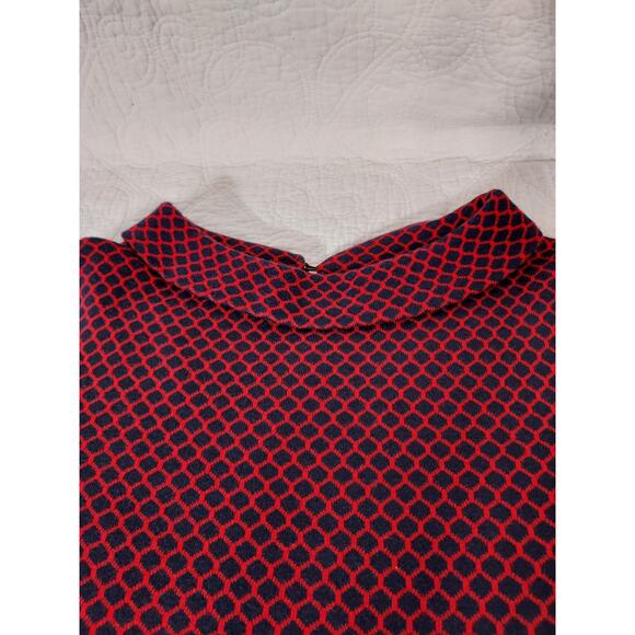Talbots Sweater Y2K Career Boat Neck Red & Navy Jacquard Knit Women Size L - Picture 2 of 8